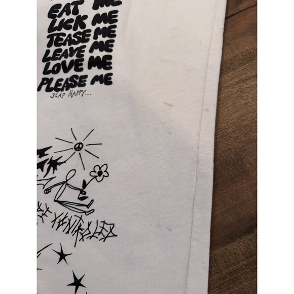 Miley Cyrus Sketch Art Sweatpants Size Medium White Graffiti Rare HTF *READ* - Picture 9 of 15